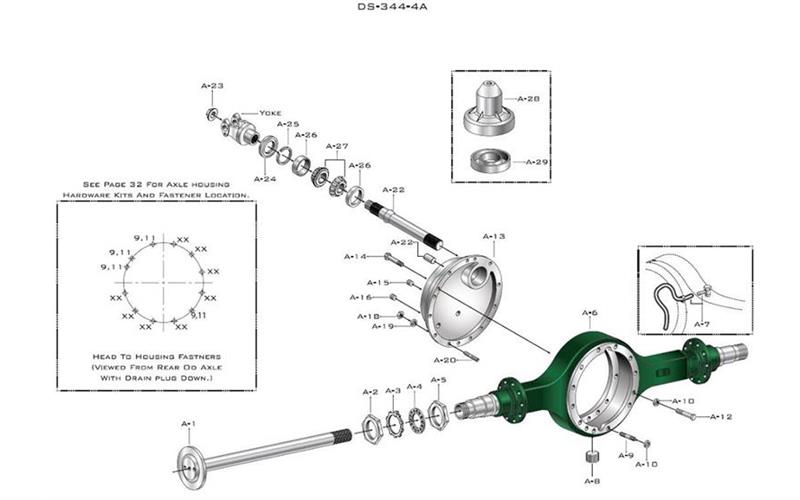 Eaton-Spicer DS344 Output Shaft & Axle Housings