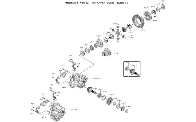 Eaton-Spicer D170D (On or After June 10 2013) Forward Axle - Exploded View