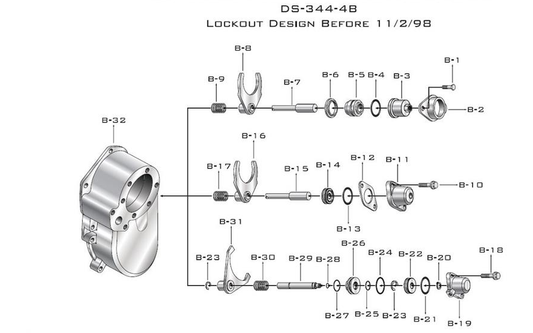 Eaton-Spicer DS405(P) Air Lockout Parts (Before 11-02-1998)