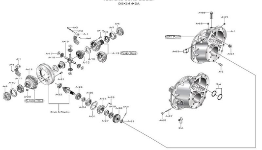 Eaton-Spicer DS404(P) Single Reduction Forward Axle (Before June 2008) - Exploded View